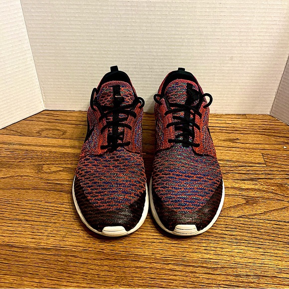 RARE Nike Roshe NM Flyknit Shield Crimson Royal Green Black Sz 11 816531-600 - Picture 1 of 5